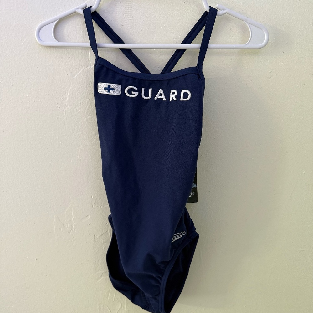 Womens Speedo Navy Blue Lifeguard Swim Suit sz 28 NWT